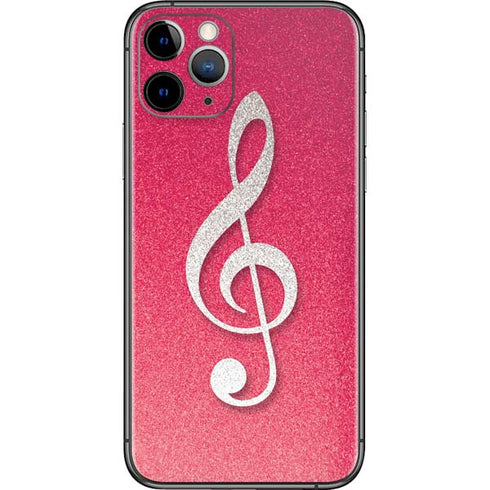 Pink Glitter Music Note iPhone 11 Pro Skin